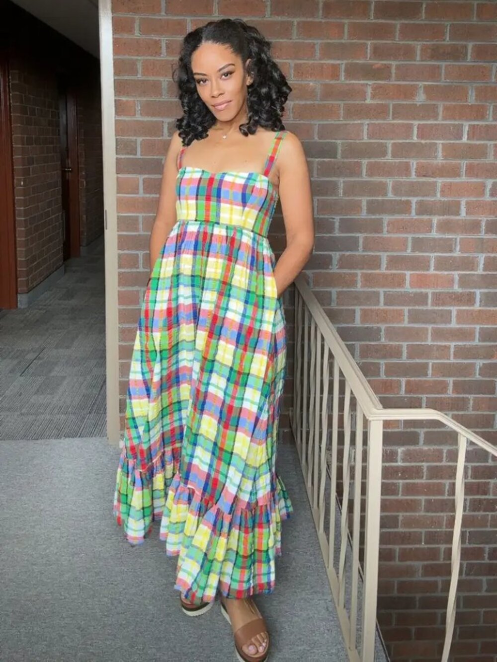 Kate Spade Coastal Plaid Bow Maxi Dress Seersucker Corset top Sundress Midi 6 - Picture 8 of 12